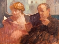0566 Woman and man on a train